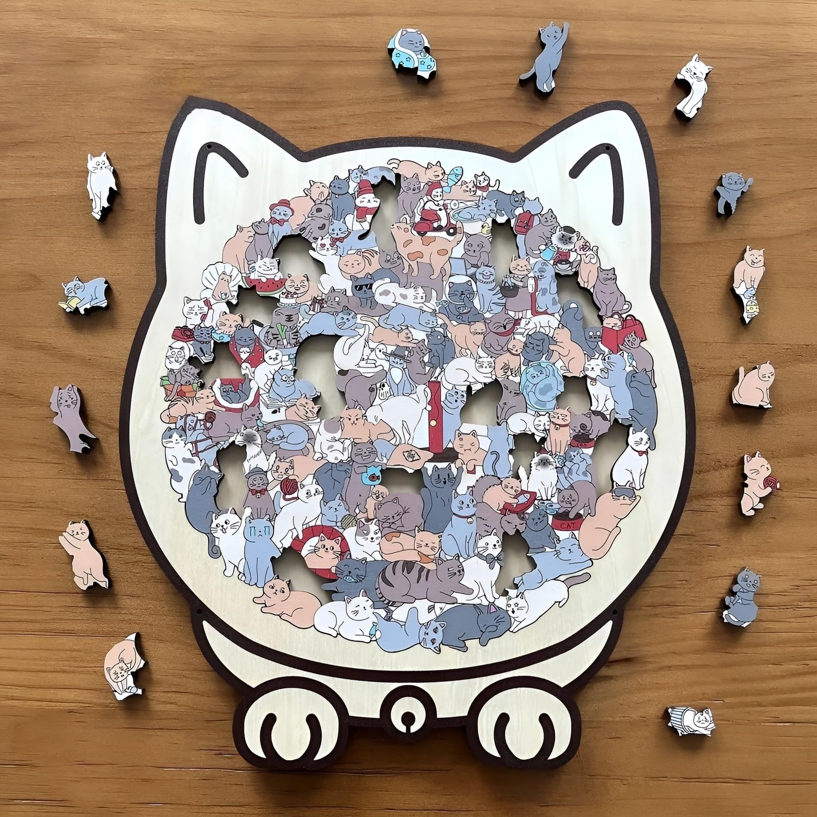 Amazon | [lalarimi]ジグソーパズル 猫 パズル 135ピース 猫型木製